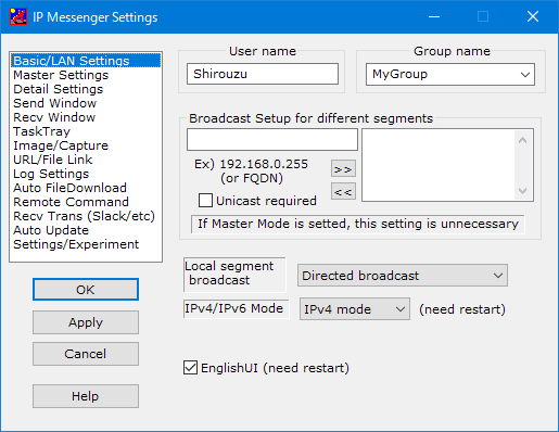 ip messenger different subnet